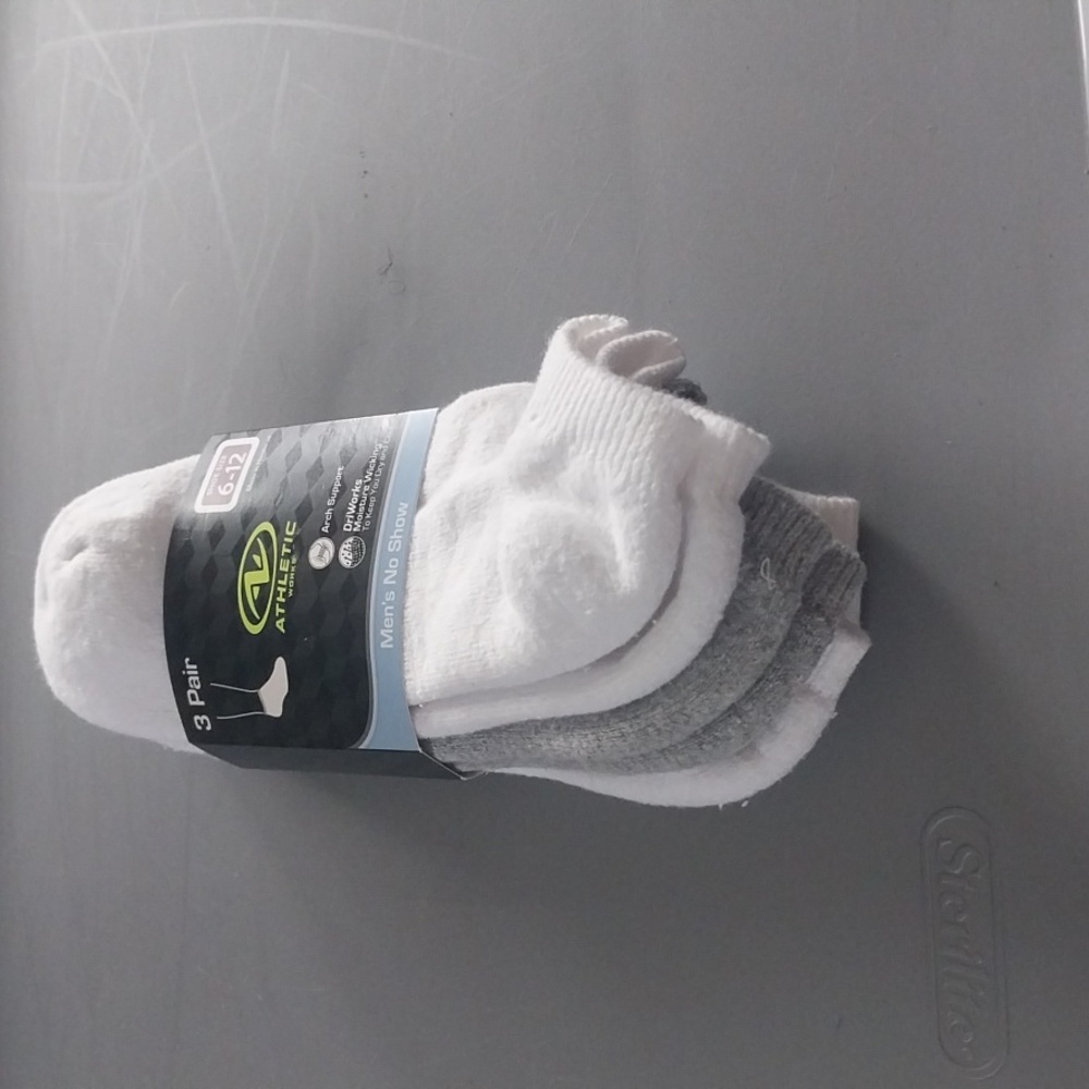 Athletic Works Men's No Show Socks - White and Gray - Picture 1 of 3